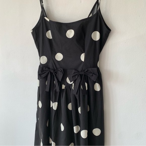 NWT Ciao Lucia Neroni Polka Dot Bow Ribbon Cotton Poplin Open Back Maxi Dress - Picture 9 of 16